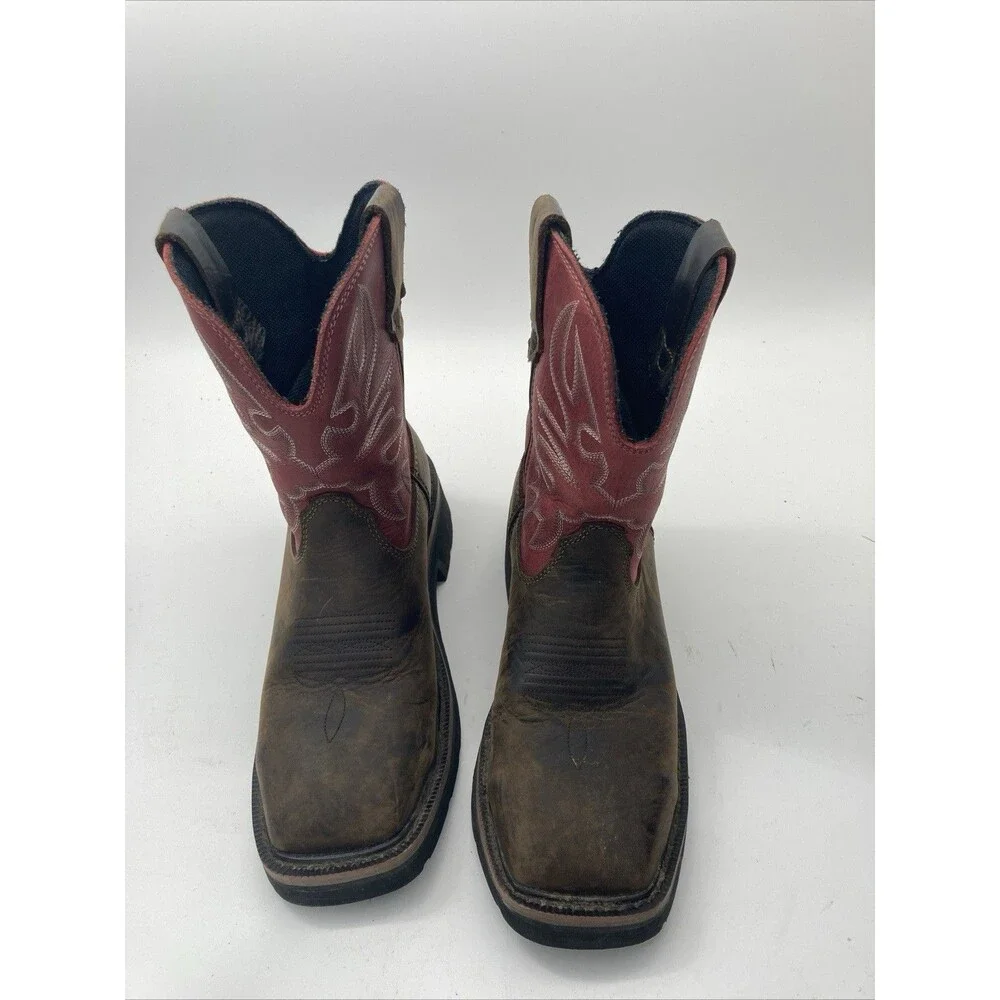 Hytest Women's US Size 6.5 Safety Steel Toe Brown/Red Cowgirl Work Boots K17122 - Picture 1 of 5